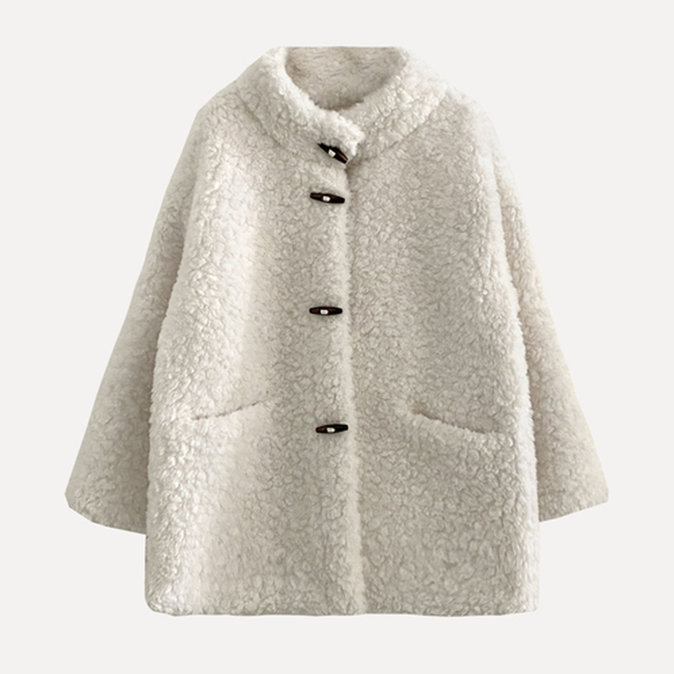 포베 뽀글퍼 떡볶이 덤블 하프 코트 자켓