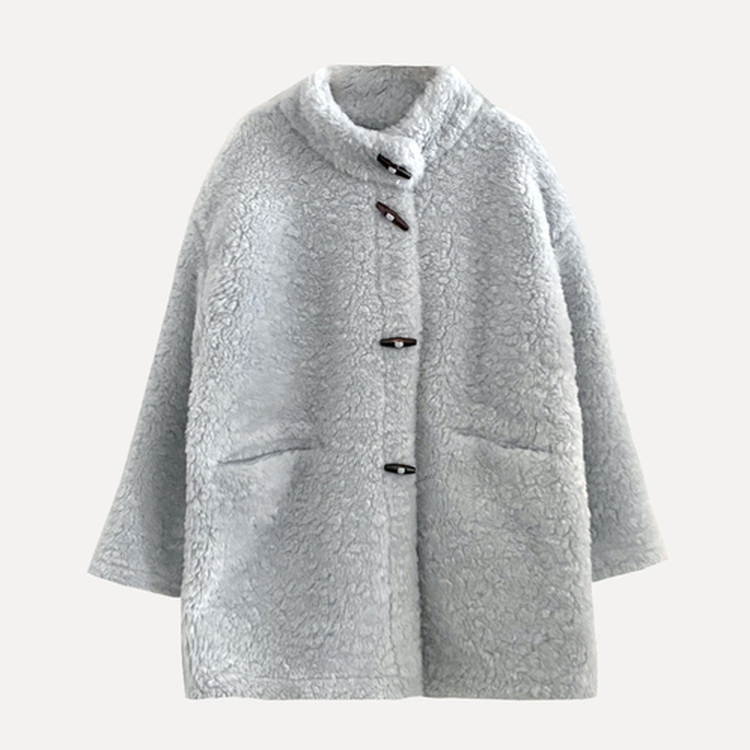 포베 뽀글퍼 떡볶이 덤블 하프 코트 자켓