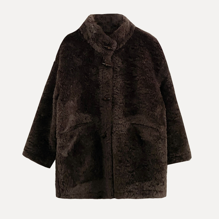 포베 뽀글퍼 떡볶이 덤블 하프 코트 자켓