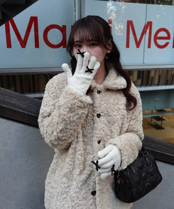 リボンポイントニット手袋 IVORY