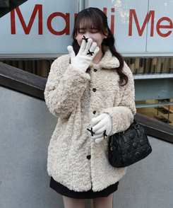 リボンポイントニット手袋 IVORY