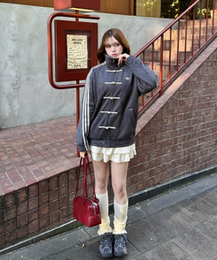 レースニットレッグウォーマー IVORY