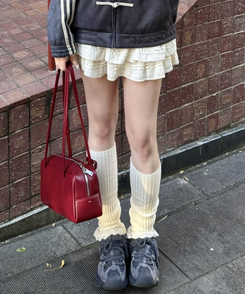 レースニットレッグウォーマー IVORY