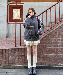 レースニットレッグウォーマー IVORY