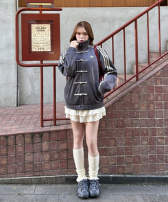 レースニットレッグウォーマー IVORY