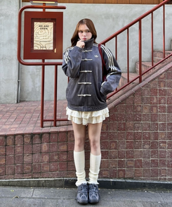 レースニットレッグウォーマー IVORY