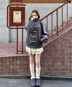 レースニットレッグウォーマー IVORY