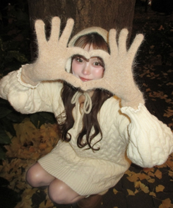 アンゴラニット手袋 DEEP BEIGE