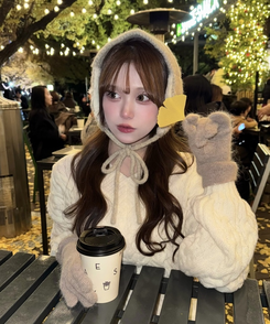 アンゴラニット手袋 DEEP BEIGE