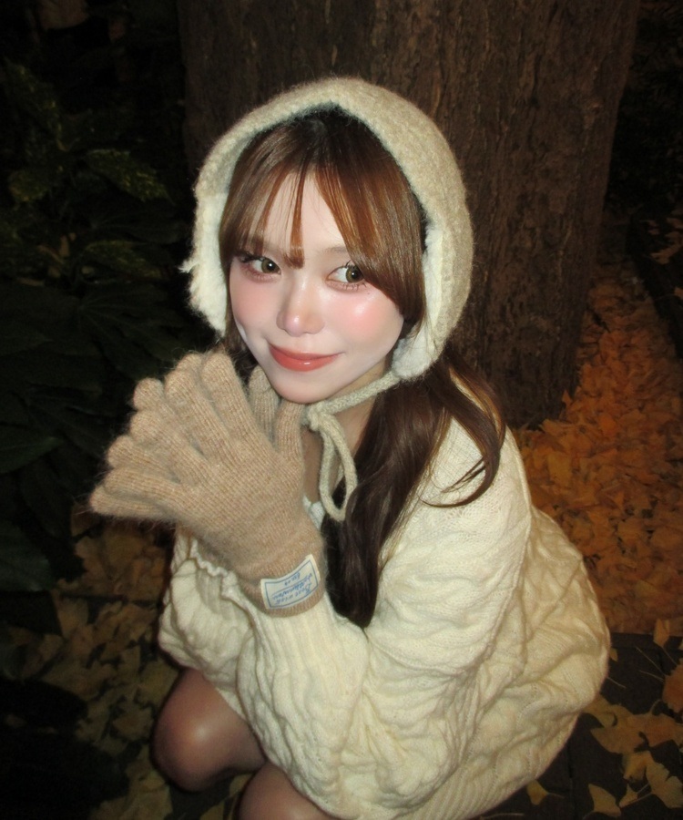 アンゴラニット手袋 DEEP BEIGE