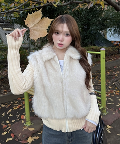 ファーニットカラージップアップ BEIGE