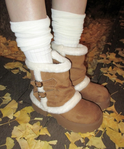 ベルトスエードファーブーツ CAMEL