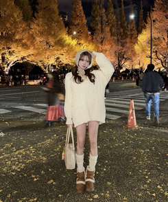 ベルトスエードファーブーツ CAMEL