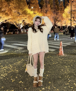 ベルトスエードファーブーツ CAMEL