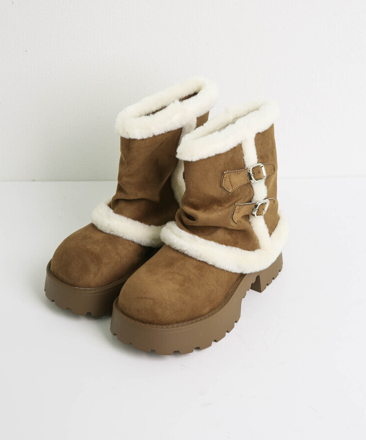 ベルトスエードファーブーツ