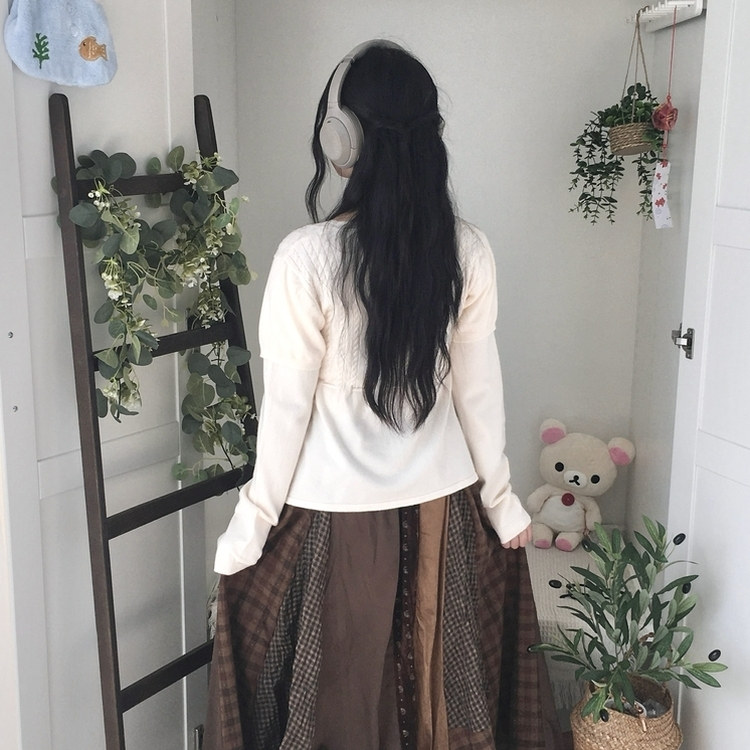 꽈배기 허리 핏조절 리본폼폼 반팔레이어드 긴팔 니트