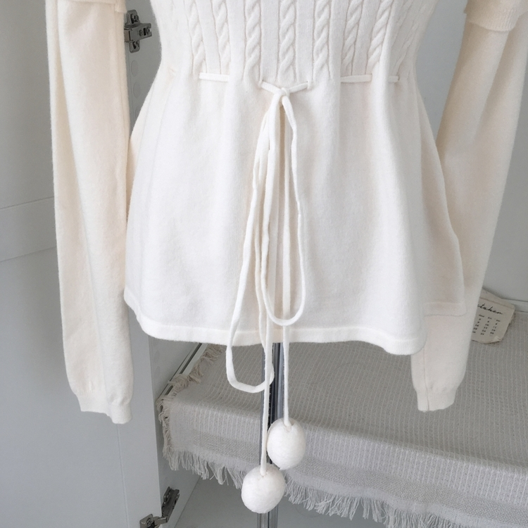 꽈배기 허리 핏조절 리본폼폼 반팔레이어드 긴팔 니트