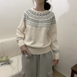 ノルディックラウンドウールニット(5color) IVORY