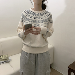 ノルディックラウンドウールニット(5color) IVORY