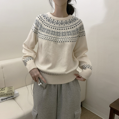 ノルディックラウンドウールニット(5color) IVORY