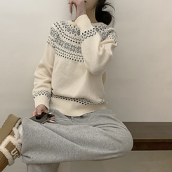 ノルディックラウンドウールニット(5color) IVORY