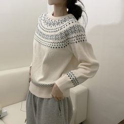 ノルディックラウンドウールニット(5color) IVORY