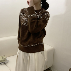 ノルディックラウンドウールニット(5color) CHESTNUT BROWN