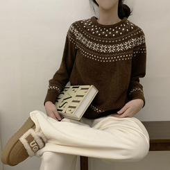 ノルディックラウンドウールニット(5color) CHESTNUT BROWN