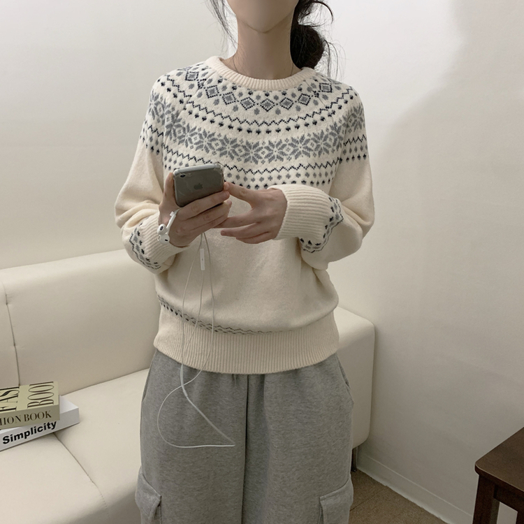 ノルディックラウンドウールニット(5color) IVORY