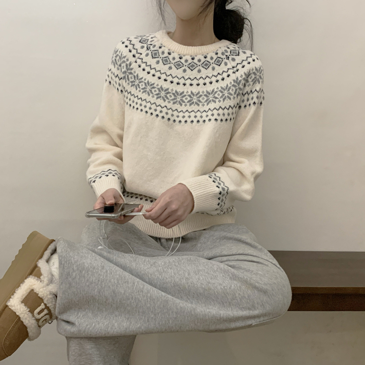 ノルディックラウンドウールニット(5color) IVORY