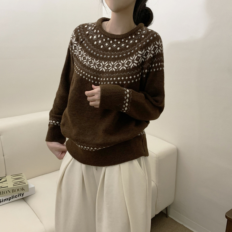 ノルディックラウンドウールニット(5color) CHESTNUT BROWN