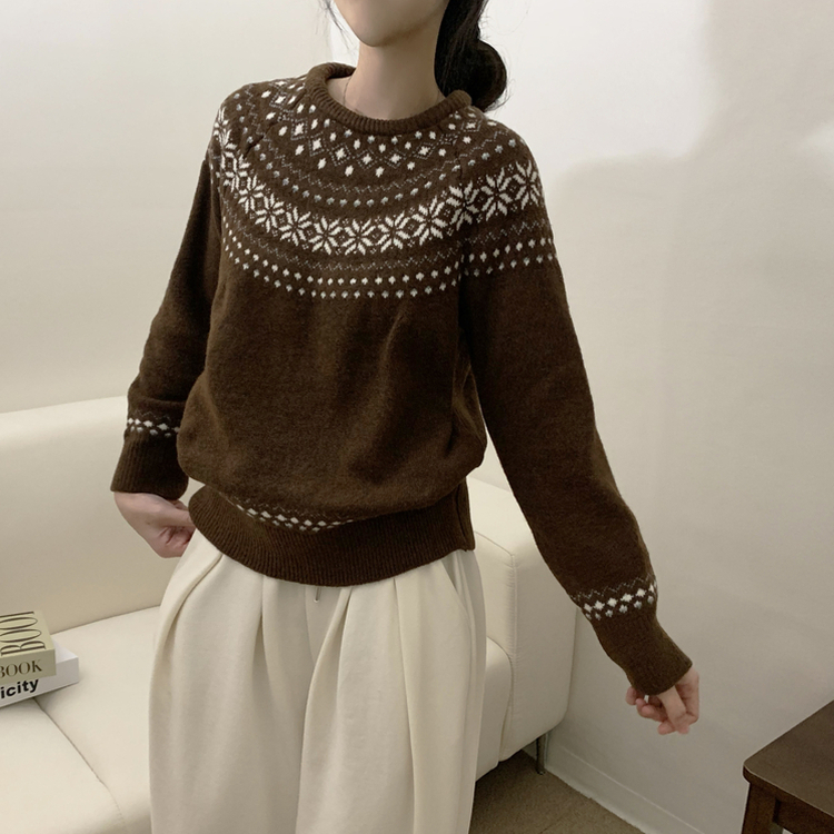 ノルディックラウンドウールニット(5color) CHESTNUT BROWN