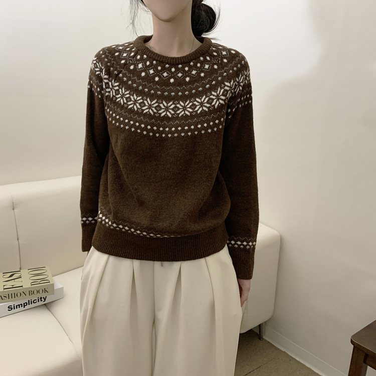 ノルディックラウンドウールニット(5color) CHESTNUT BROWN