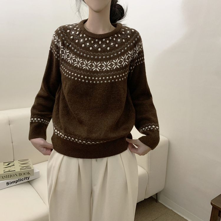 ノルディックラウンドウールニット(5color) CHESTNUT BROWN