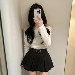 プリーツスカートパンツ BLACK