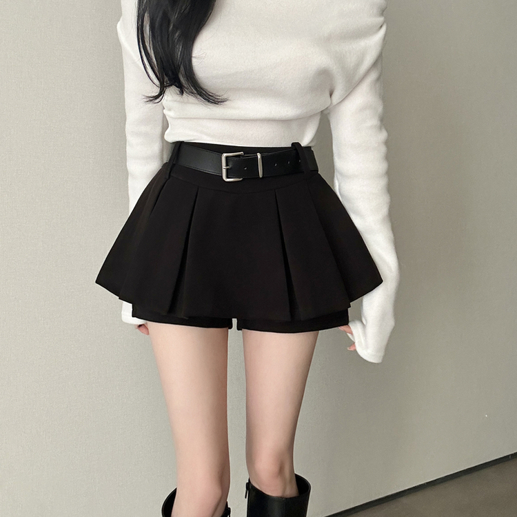 プリーツスカートパンツ BLACK