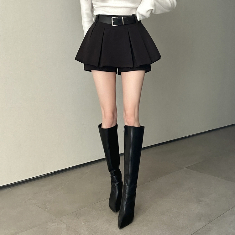 プリーツスカートパンツ BLACK