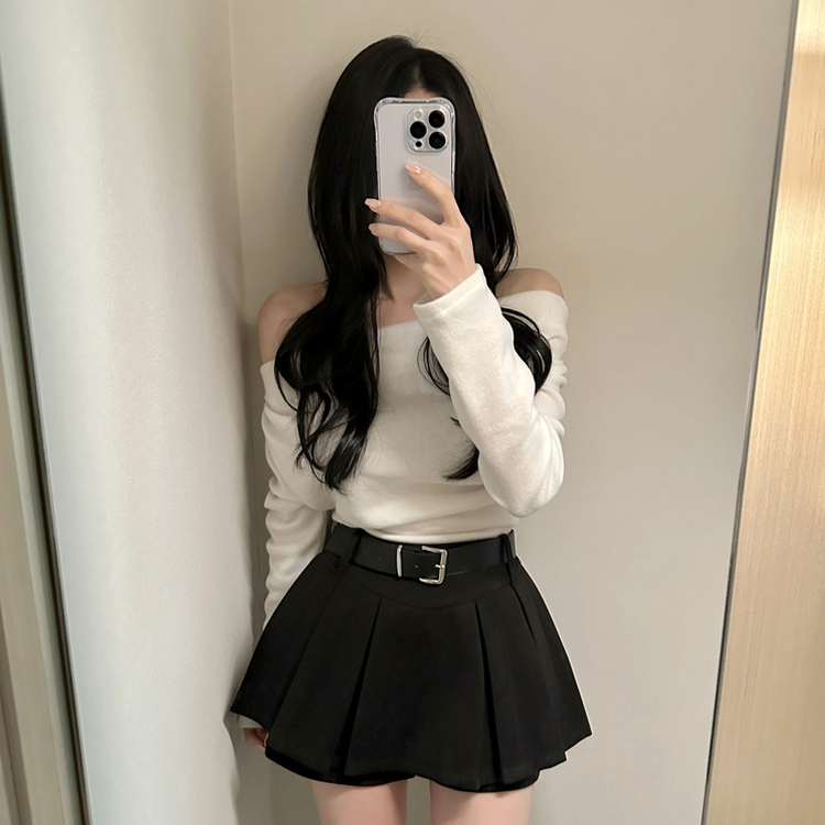 プリーツスカートパンツ BLACK