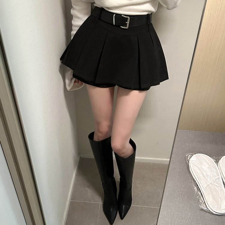 プリーツスカートパンツ BLACK