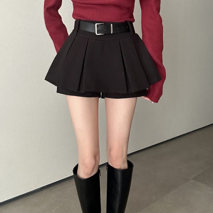 プリーツスカートパンツ BLACK