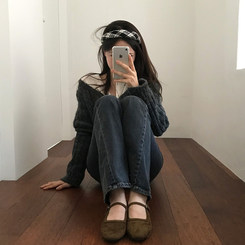 スエードメリージェーンシューズ BROWN