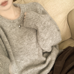 도톰폭닥 모헤어 파스텔 아방핏 보카시 라운드 겨울 아방핏 니트 그레이