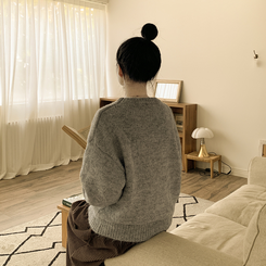 도톰폭닥 모헤어 파스텔 아방핏 보카시 라운드 겨울 아방핏 니트 그레이