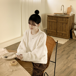 도톰폭닥 모헤어 파스텔 아방핏 보카시 라운드 겨울 아방핏 니트 아이보리