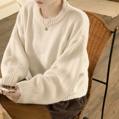 도톰폭닥 모헤어 파스텔 아방핏 보카시 라운드 겨울 아방핏 니트 아이보리