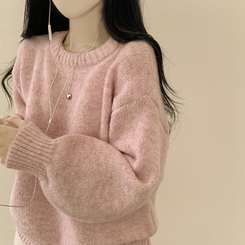 도톰폭닥 모헤어 파스텔 아방핏 보카시 라운드 겨울 아방핏 니트 핑크