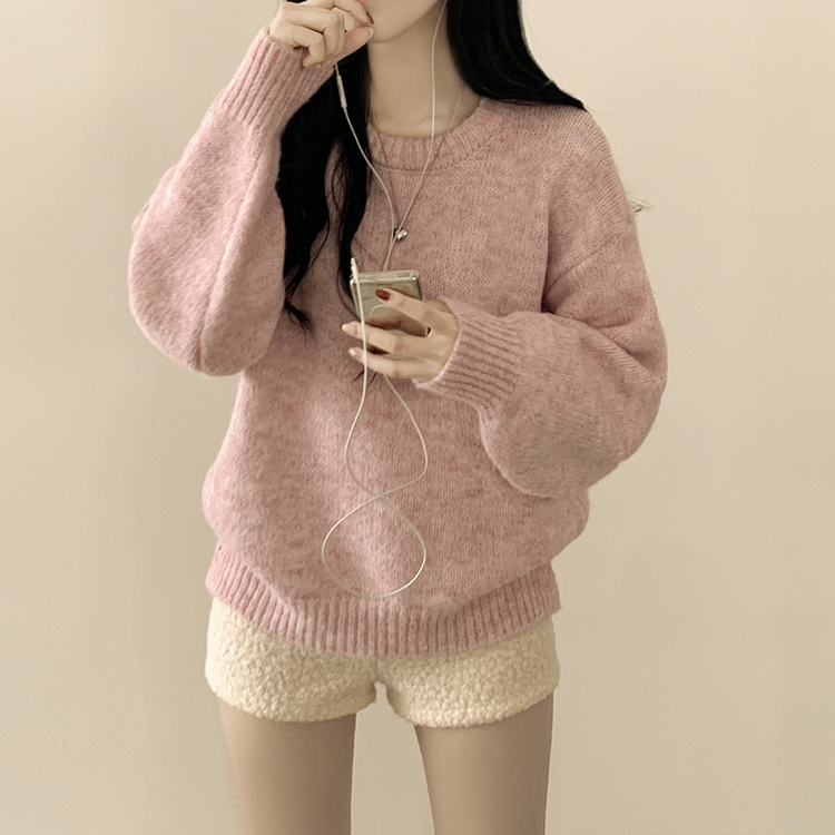 도톰폭닥 모헤어 파스텔 아방핏 보카시 라운드 겨울 아방핏 니트 핑크