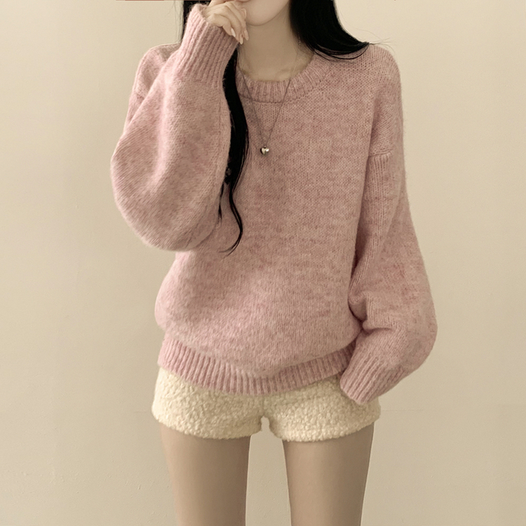 도톰폭닥 모헤어 파스텔 아방핏 보카시 라운드 겨울 아방핏 니트 핑크