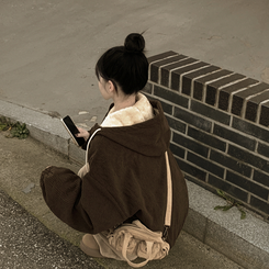 코듀로이 왕오버핏 골덴 양털 퍼안감 스트링 투웨이 양털점퍼 왕박시 아방핏 후드집업 양털야상 브라운