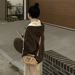 코듀로이 왕오버핏 골덴 양털 퍼안감 스트링 투웨이 양털점퍼 왕박시 아방핏 후드집업 양털야상 브라운